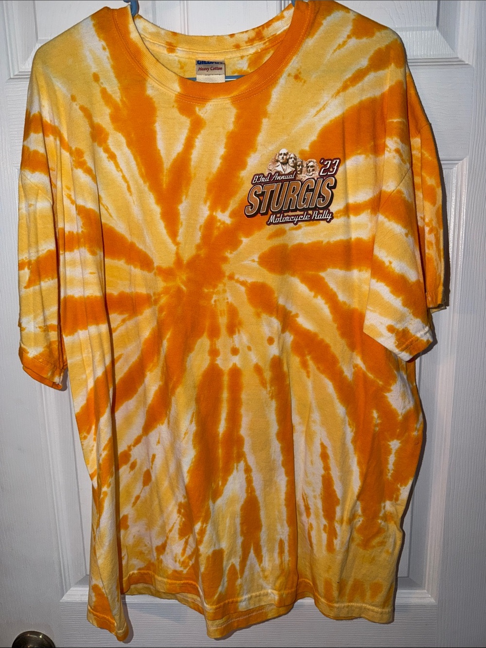 Sturgis Motorcycle Rally T-shirt, XL, Gold, Yellow & White Tie Dye